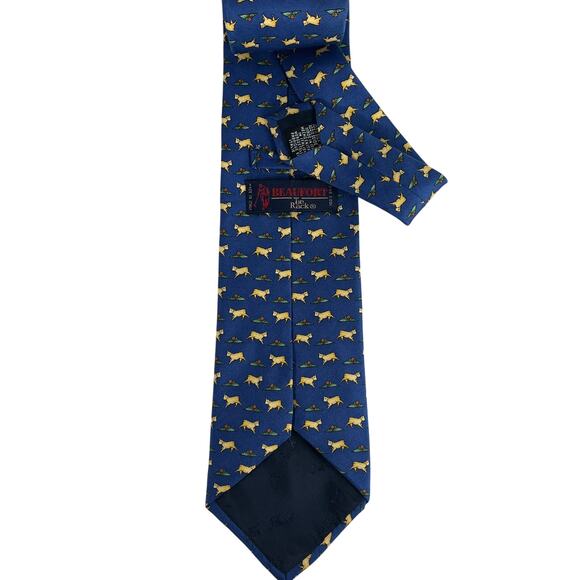 Beaufort de Rack Royal Blue Lamb Themed 100% Silk Neck Tie - Picture 2 of 2
